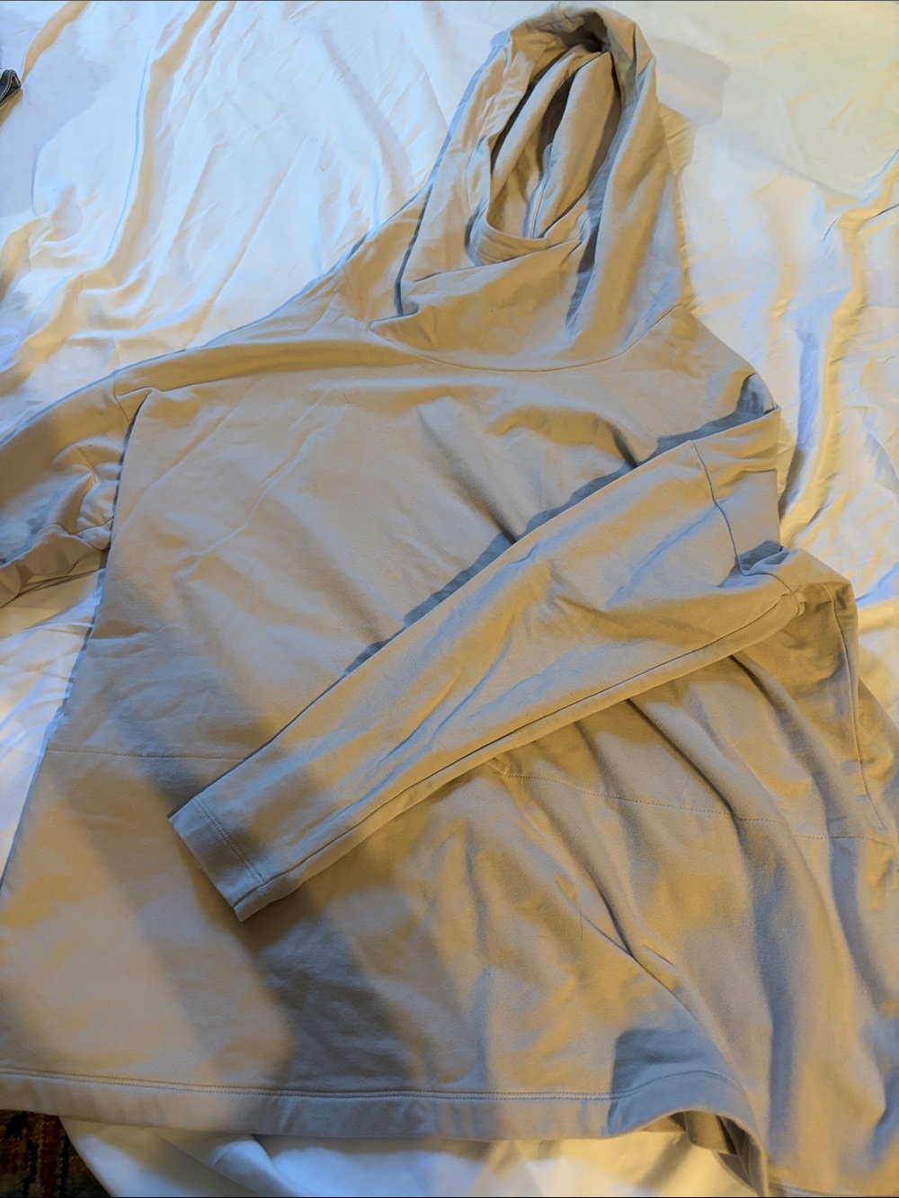 Women's Lightweight Hooded Pullover Sweatshirt in Beige